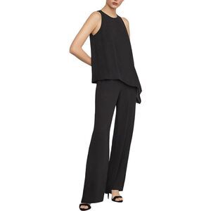 𝅺BCBGMAXAZRIA Hadli Sleeveless Draped Wide Leg Dressy Pants Jumpsuit Black XXS